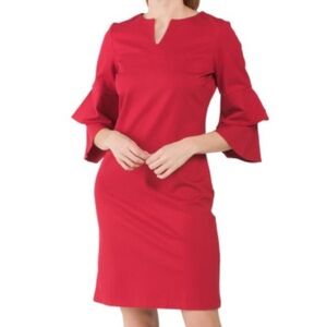 J Mclaughlin Eloise bell sleeve red sheath dress